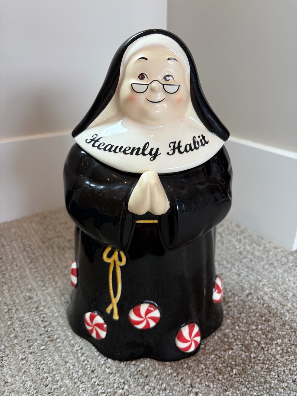 Great Condition! Heavenly Habit Cookie Jar. 10”x 6.5”